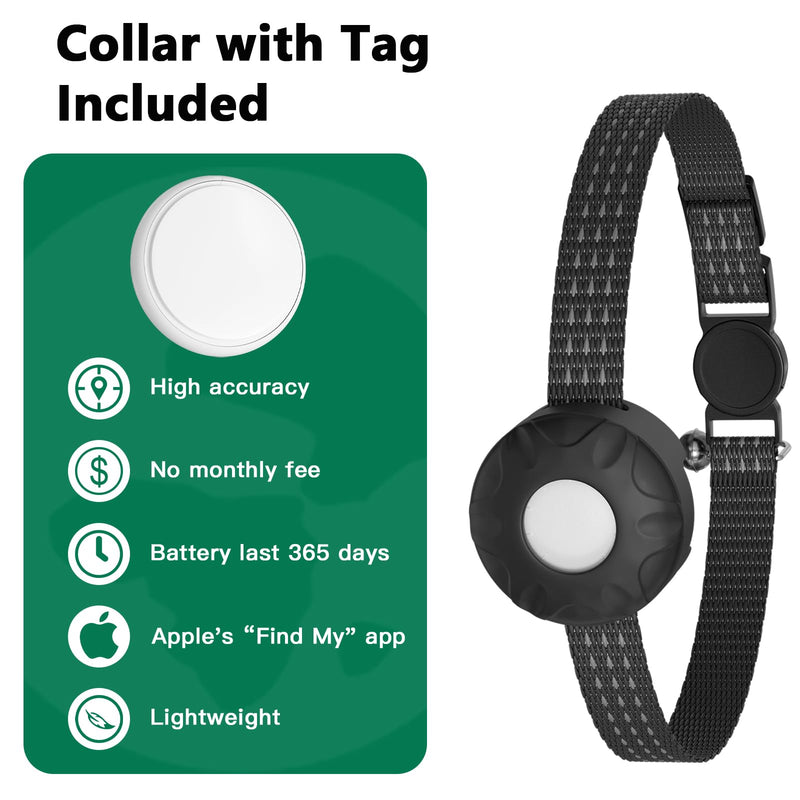 Cat Tracker Collar, No Monthly Fee Pet Tracker for Cats (iOS Only), Pet Dog Location Tracker with Safety Elastic Buckle, Air Tracker Tag Included, Only Support Apple Find My App - PawsPlanet Australia