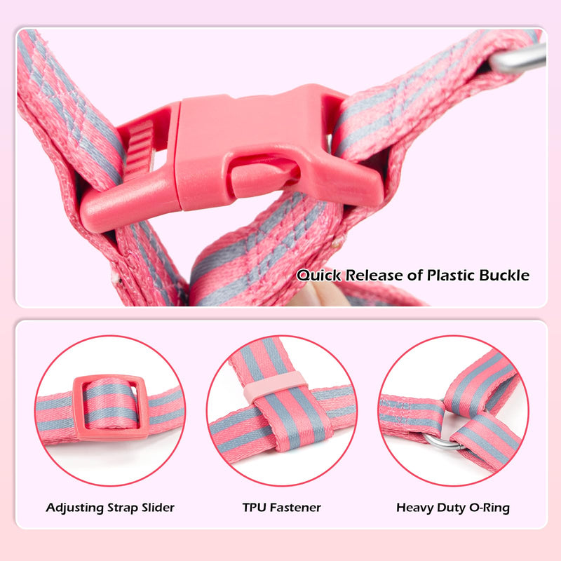 Stripe Step in Dog Harness for Small Dogs, Freedom Nylon Dog Halter Vests, Lightweight and Escape Proof Puppy Harness, Quick Fits for Small Medium and Large Dogs, Pink M - PawsPlanet Australia