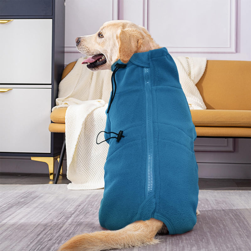 ROZKITCH Dog Fleece Sweater, Pet Windproof Warm Cold Weather Jacket Vest Cozy Jumpsuit Apparel Outfit Clothes for Small Medium Large Dog Walking Sleep 2XS 2XS(Back Length:11") Turquoise