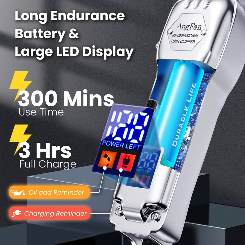 Professional Hair Clippers for Men - Cordless Clippers & Trimmers Set with LCD Display, 7200RPM High-Speed Motor, 5H Runtime, Wall-Mountable Barber Tools for Home Use & Professional Barbers - PawsPlanet Australia