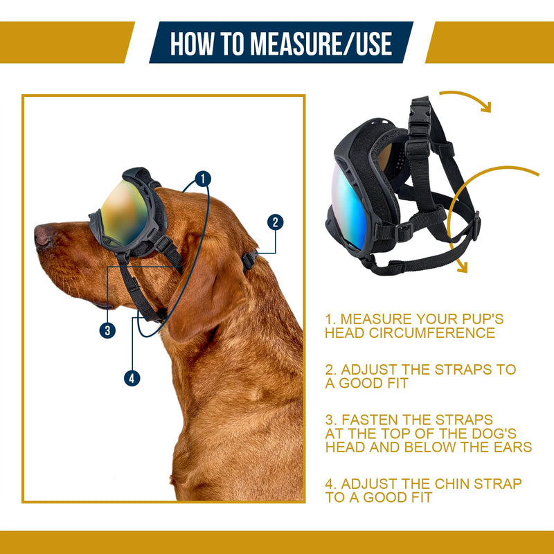 OneTigris Dog Goggles, Dog Sunglasses for Large Dogs with Adjustable Strap UV Protection, Windproof, Suitable for Medium Large Breed, Dogs Eyes Protection (Medium) - PawsPlanet Australia