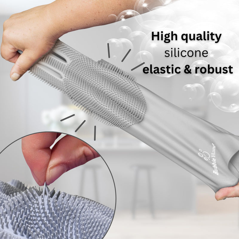 Dog Washing Gloves with Bristle Scrubbers, Reusable Silicone Gloves Ideal for Pet Bathing, Massaging & Grooming (Gray) Gray - PawsPlanet Australia