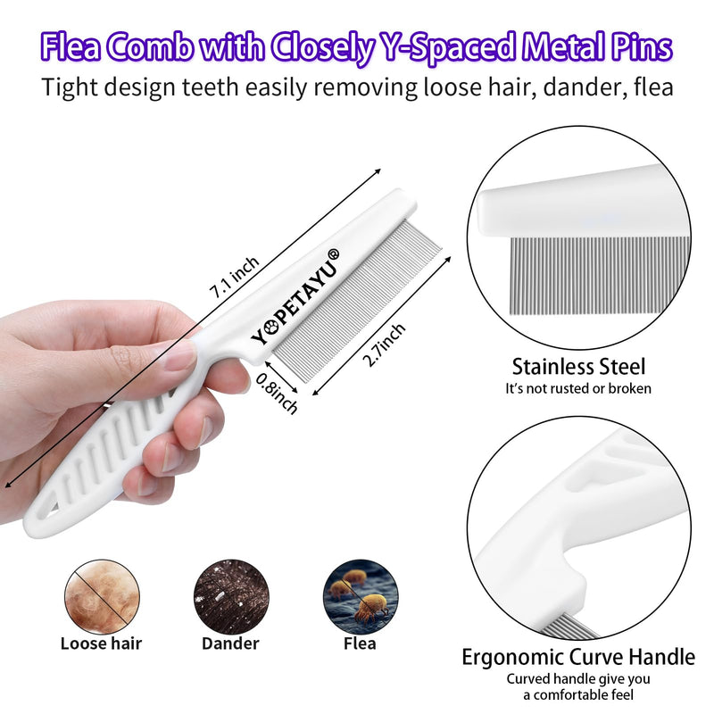 Dog Brush for Shedding, Self-Cleaning Slicker, 4 PCS Kit with Bath Brush, Flea & Steel Combs, Ideal for Short & Long Haired Pets, Removes Mats, Tangles, Fur, Gentle on Skin. Purple Purple 4 in 1 - PawsPlanet Australia