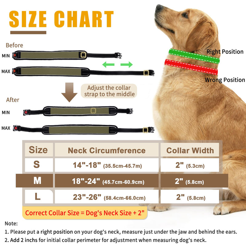 Martingale Collar for Dogs, Reflective No Pull Dog Collar for Large Medium Dogs, Adjustable Anti Pull Dog Collar for Training Walking, Heavy Duty Nylon Slip Collar with Buckle 2 Inch Wide S Army Green S (14"-18" Neck, 2" Wide) - PawsPlanet Australia