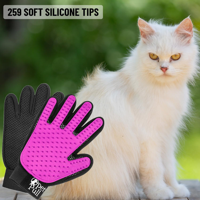 Pet Grooming Gloves with 259 Silicone Tips - Pet Hair Removal Tool Gentle Shedding Dog Washing Gloves - Deshedding Brush Hair Remover Mitts for Dogs & Cats for Long and Short Hair (Pink) PINK - PawsPlanet Australia