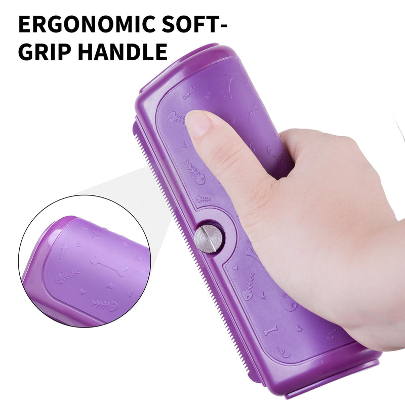 Deshedding Brush for Dogs, Cats, Horses & Rabbits – Professional Pet Grooming Comb,Removes Loose Fur & Undercoat,Gentle Stainless Steel Blade,Easy Clean Handle,Grooming cat brush (Purple) Purple - PawsPlanet Australia