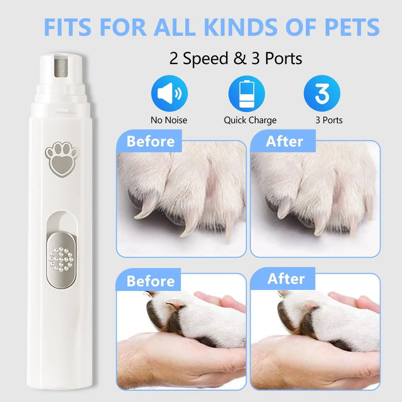 Dog Nail File, Dog Nail File, Electric Nail Clipper, Painless Nail Clipper for Small Medium and Large Dogs and Cats, 2 Speeds