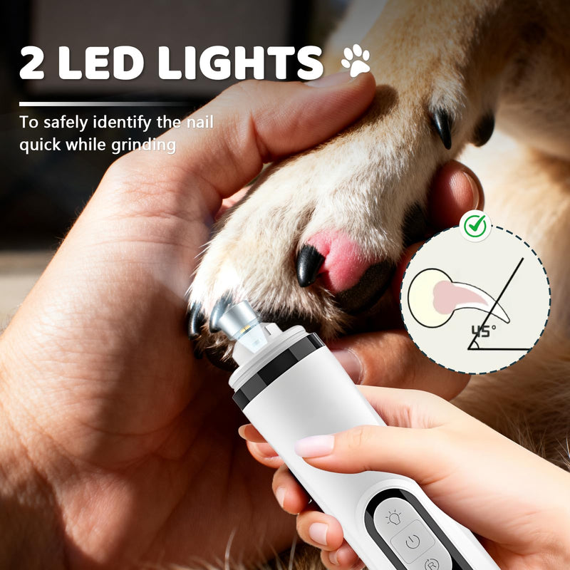 Dog Nail Grinders, Silent Groom Pro Nail Grinder with LED Lights, Professional 3-Speed Quiet & Low Vibration Electric Pet Nail Grinder for Safe Trimming of Cats and Small to Large Dogs - PawsPlanet Australia