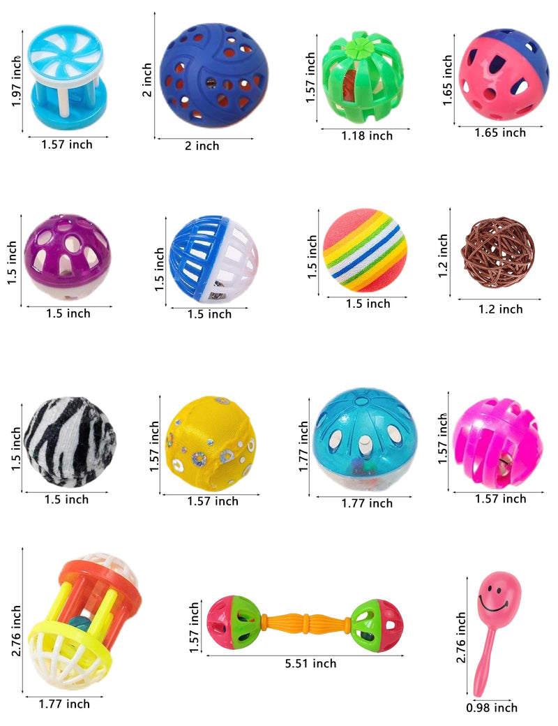 Bird Toys for Parrots & Parakeets - 12 Pack Colorful Bell Balls - Safe Chew, Foot & Activity Toys for Small & Large Birds - PawsPlanet Australia