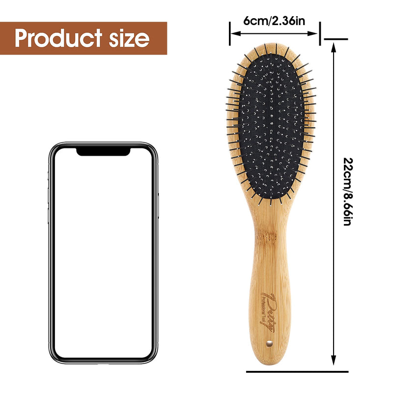 Molain Dog Grooming Brush - 20mm Stainless Steel Round Pins, Bamboo Handle, No Scratch Brush for All Hair Types (1Pc) High quality 1Pc Airbag Wooden Comb - PawsPlanet Australia