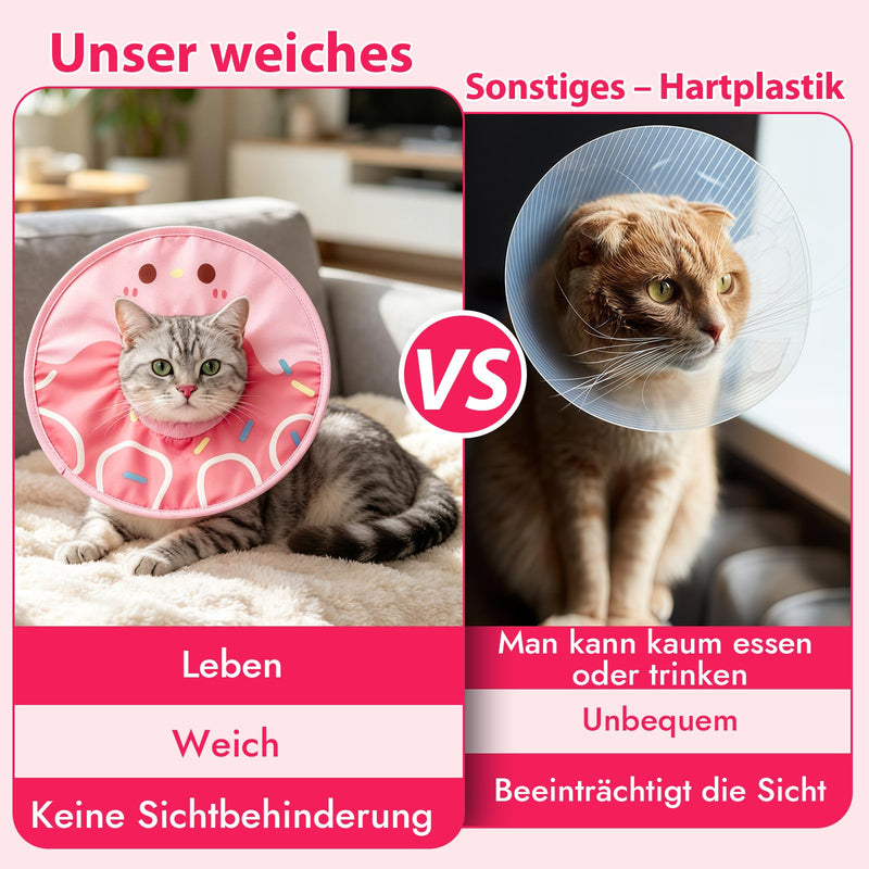 Weich Halskrause Katze, Einstellbar Katzenkragen Leckschutz Katze Halskragen (Rosa, XS) Rosa