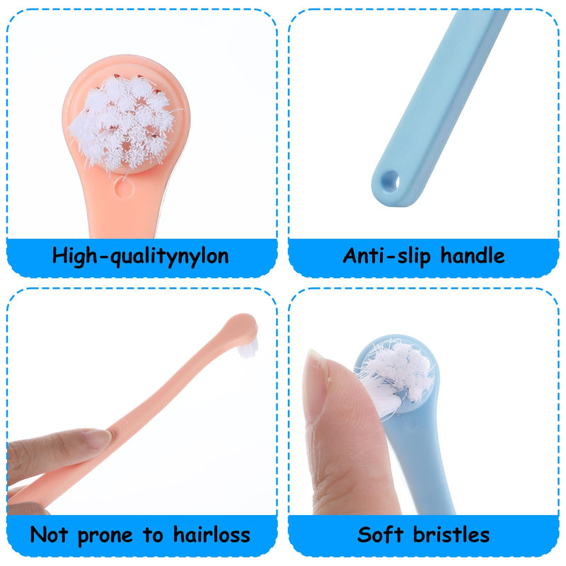 2PCS Small Dog Toothbrush, Micro Head Soft Cat Toothbrush, Kitten Tooth Brush for Easy Dental Cleaning Dental Care, Soft Bristles, Easy to Handle, Pink, Blue