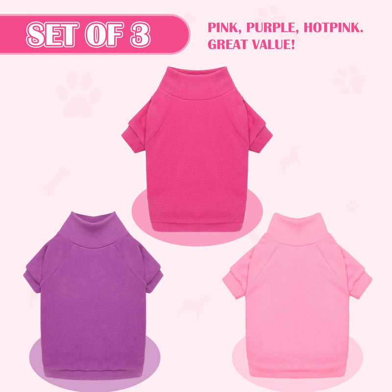 3 Pack Dog Sweaters for Large Dogs, Fleece Dog Sweater Large Dog Clothes Turtleneck Soft Warm Dog Sweatshirt Boy Girl Pet(Pink+Hotpink+Purple,L) Pink Hotpink Purple - PawsPlanet Australia
