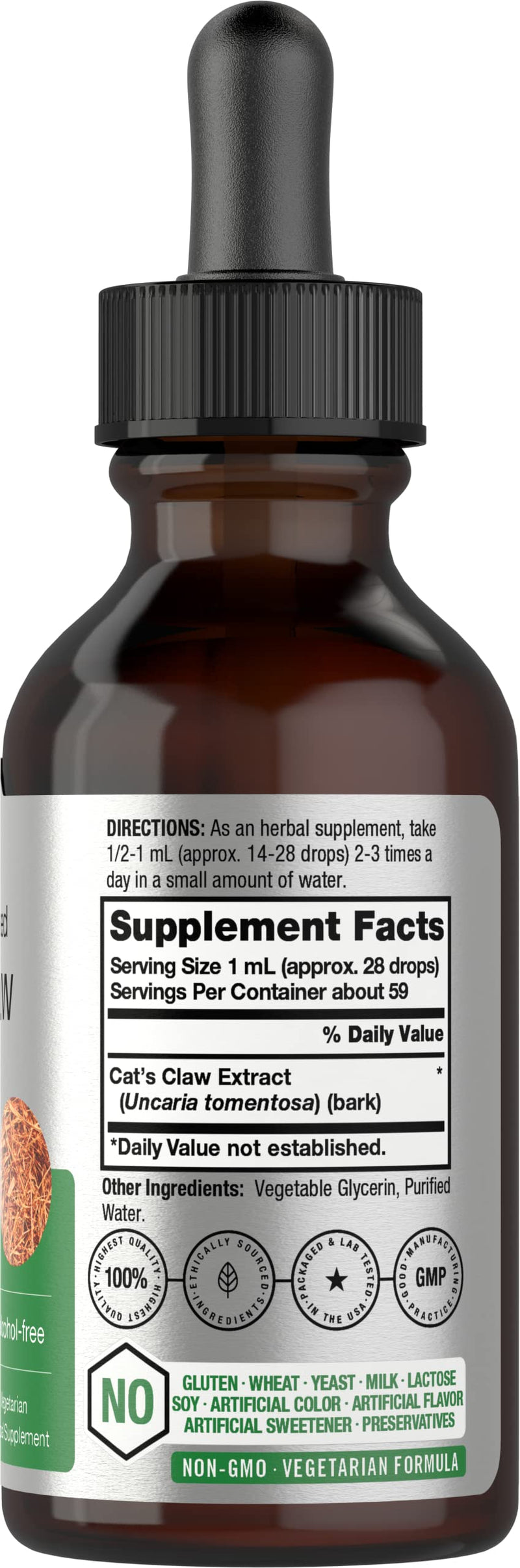 Horbäach Cats Claw Herb Extract Tincture | 2 Fl Oz | Alcohol Free | Vegetarian, Non-GMO, Gluten Free Liquid - PawsPlanet Australia