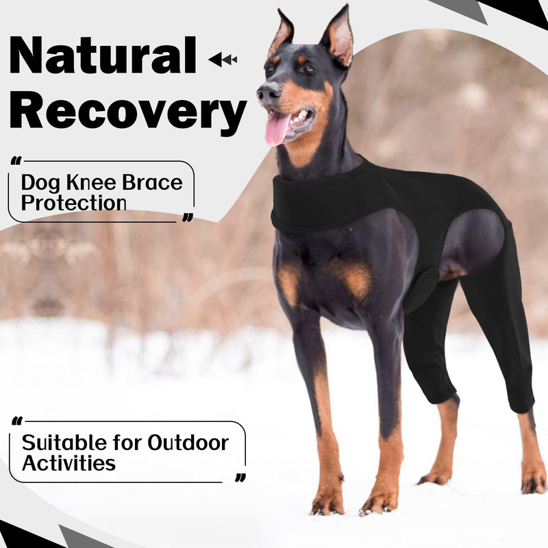 ROZKITCH Dog Surgery Recovery Sleeve Rear Right Left Leg, Pet Prevent Licking Wound Elbow Brace Protector, Dog Recovery Suit Cone Collar Alternative for Sprain ACL CCL Arthritis Joint Care Black XL XL(Chest:24.8-29.9"Back:20.4") - PawsPlanet Australia