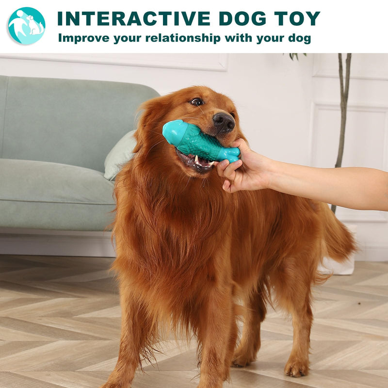 Dog Chew Toys for Aggressive Chewers, Indestructible Dog Toys for Aggressive Chewers, Tough Dog Toys for Large Dogs, Squeaky Dog Toys, Strong Dog Toys, Super Chewer, Heavy Duty Cyan NylonFish - PawsPlanet Australia