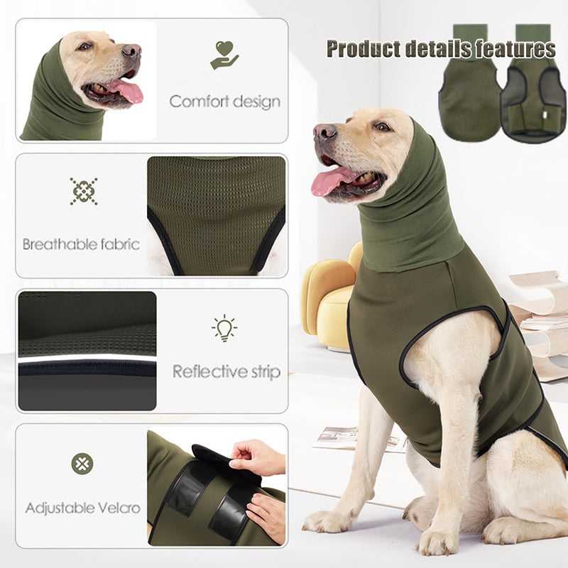 Dog anxiety jacket, 2-in-1Calming Anxiety Jacket for Dogs with Soft Ear Muffs, Reflective Strips for Thunder, Fireworks, Travel & Separation Anxiety, Relief Stress (M(Chest Girth:45-54CM)) M(Chest Girth:45-54CM)