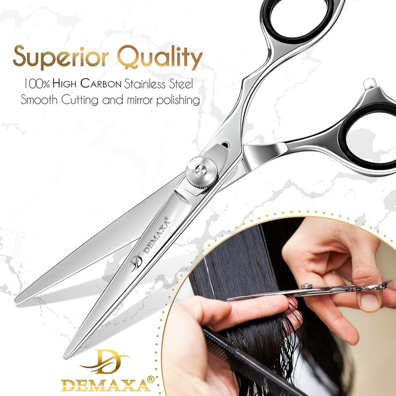 6.5" Premium Hair Scissors Professionally Sharp Barber Shears - High Carbon Steel Hair Cutting Scissors with Smooth Sharp Edge Blades - Hair Trimming Shears for women Salon & Personal Use Silver Premium Hair Scissors - PawsPlanet Australia