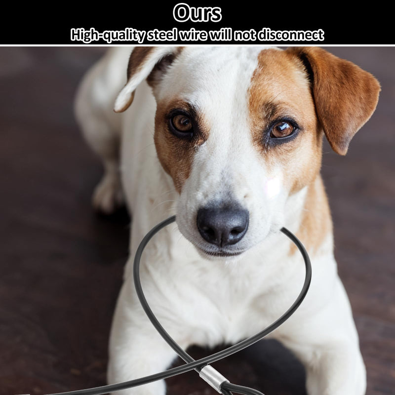 2 Pack Dog Collar Leash Extender Chew Proof Heavy Duty Dog Leash 60cm Metal Cable Leads for Any Leashes & Collar & Harness(Black) - PawsPlanet Australia