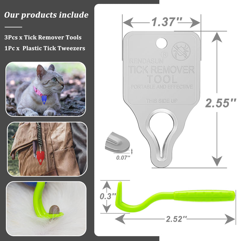 Tick Remover Tool Portable with Tick Removal Tweezers Suitable for Pet and Humans, Safe and Reliable, Quick Highly Effective, Pain-Free, Essential Tick Remover Key Tools for Outdoor Activities-3 Pack Red－Blue－Silver - PawsPlanet Australia