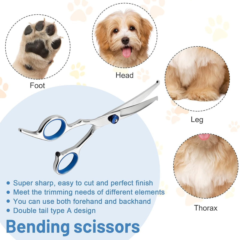 Dog Grooming Scissors, 3Pcs Dog Grooming Kit with Safety Round Tip, Professional Grooming Shears Set Hair Cutting Trimming Scissors with Steel Comb for Dogs Cats Pets