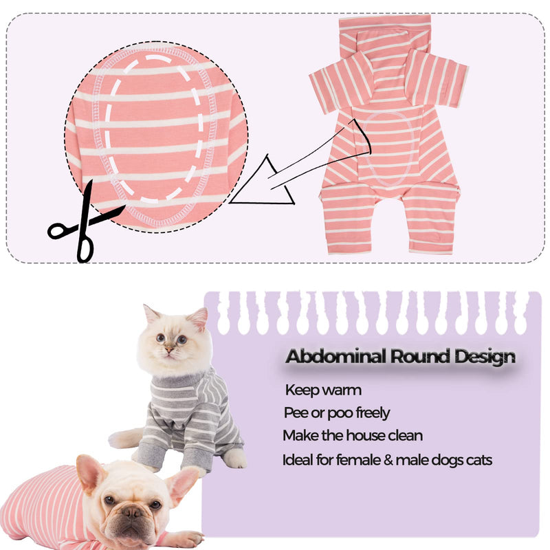 Puppy Cat Onesie for Shedding Skin Disease Wound Protection, Medical Pet Surgical Suit w/Long Sleeve, Dog Pajamas (Pink, X-Large) PINK - PawsPlanet Australia