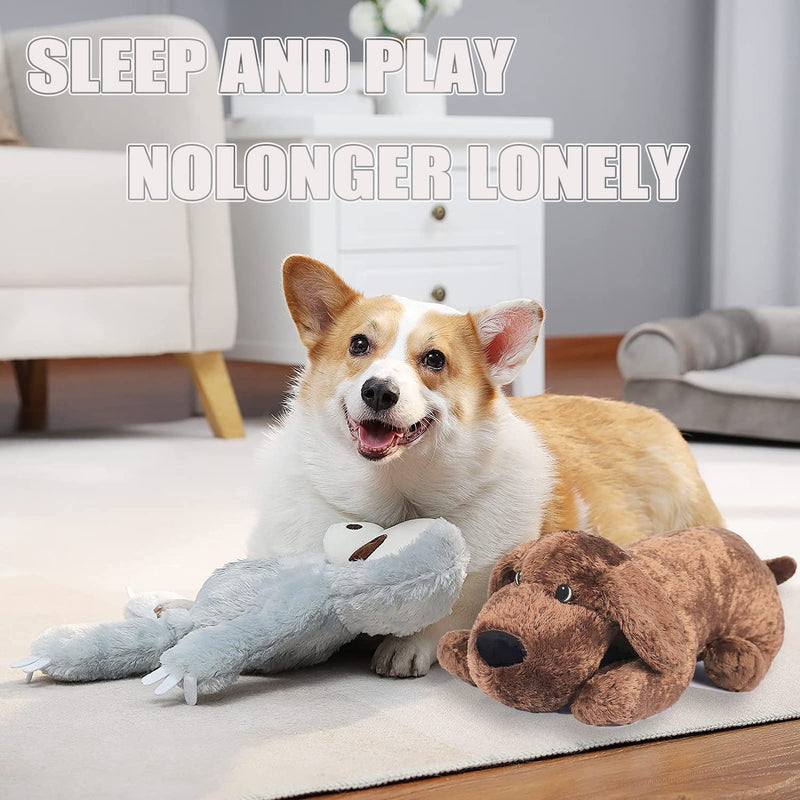 Dog Heartbeat Toy for Puppy Anxiety Relief, Heartbeat Stuffed Animal Heartbeat Plush Toy for Small, Medium, and Large Dogs (Brown) Brown - PawsPlanet Australia