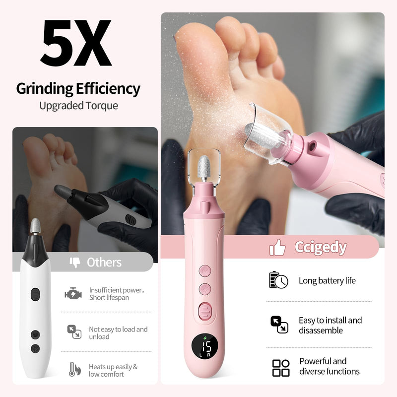 Electric Nail Drill Kit, Nail Filer Electric with LCD & Lamp, Rechargeable Pedicure Tools for Feet, Toenail Grinder for Thick Toenails, Cordless Nail Dremel Tools for Women & Men Pink - PawsPlanet Australia