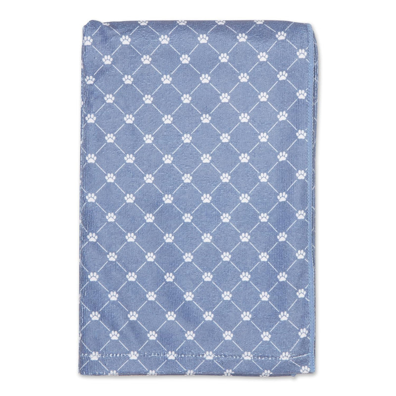 Bone Dry Pet Grooming Towel Collection Absorbent Microfiber X-Large, 41x23.5", Trellis Stonewash Blue 41x23.5" - PawsPlanet Australia
