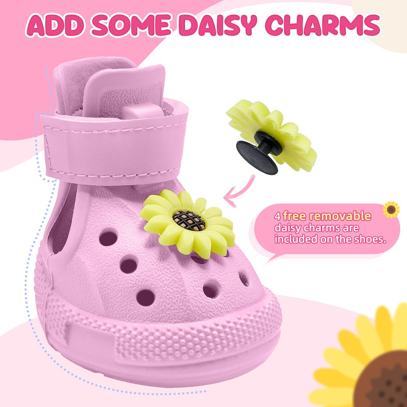 Nasjac Dog Shoes for Hot Pavement - Breathable Dog Sandals with Non Slip Soles & Reflective Straps, Easy ON & Off, Easy-Clean Summer Outdoor Pet Boots for Small Medium Large Dogs, Pink, 7 #7 (Width 2.36 in) for 38-58 lbs - PawsPlanet Australia