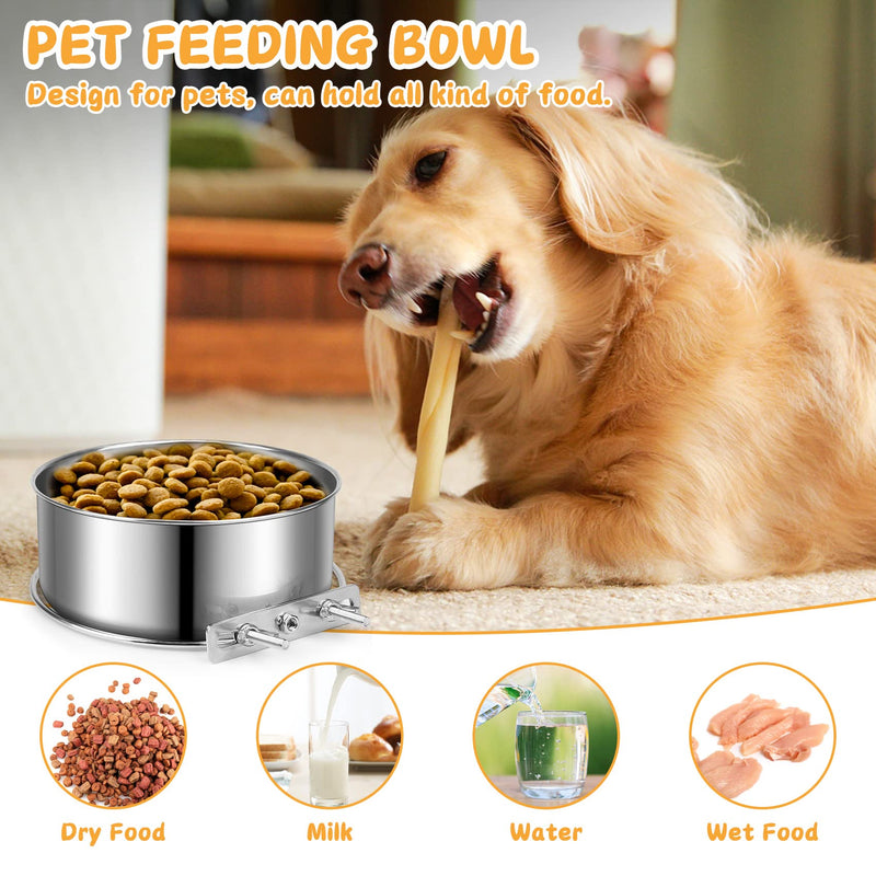 Stainless Steel Dog Bowls, ShineMe 40oz & 60oz No Spill Dog Crate Water and Food Bowls with Hanging Hook for Kennel, Cage and More, 7.0 x 3.7” & 6.2 x 2.5” Feeder Dish for Large and Medium Dogs L (7.0x3.7'' & 6.2x2.5'') - PawsPlanet Australia