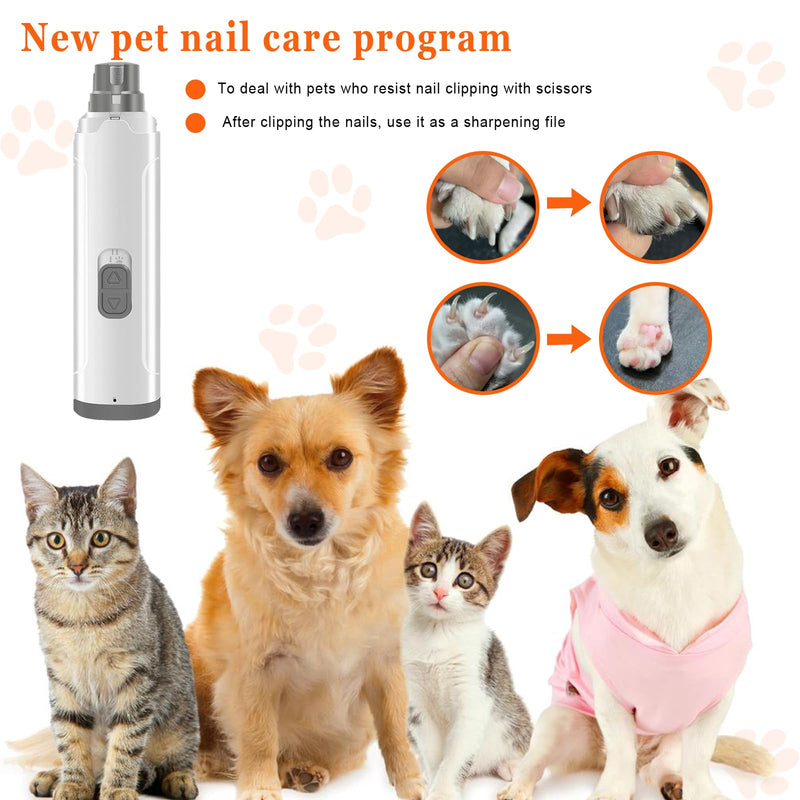 Dog Nail Grinders, Electric Rechargeable Pet Nail Trimmer Low Noise with LED Light 2-Speed Mode for Large Medium Small Dogs & Cats