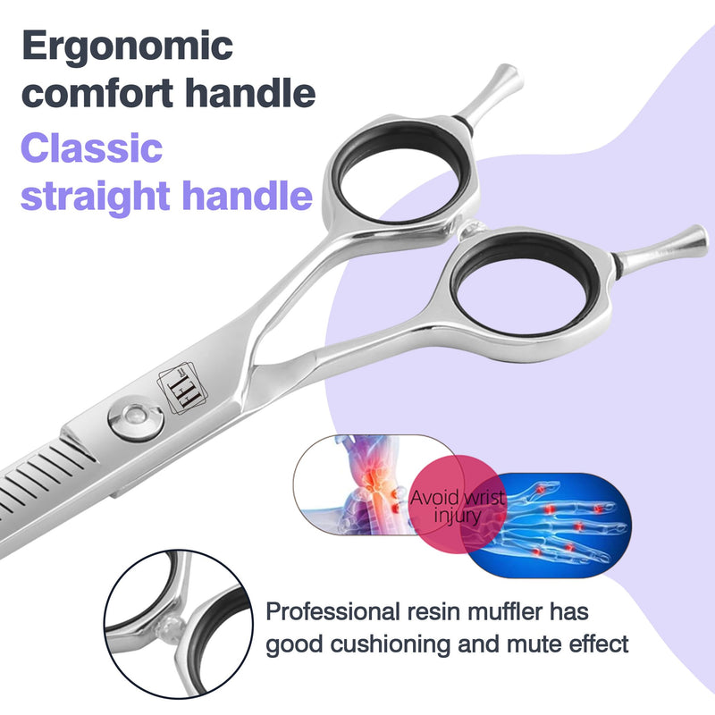 Professional Curved Thinning Scissors for Dog Grooming, 30-Degree Curvature, Japanese 440C for Trimming Dogs Cats and Other Pets face and paws Pointy-tongued Curved Blender - PawsPlanet Australia