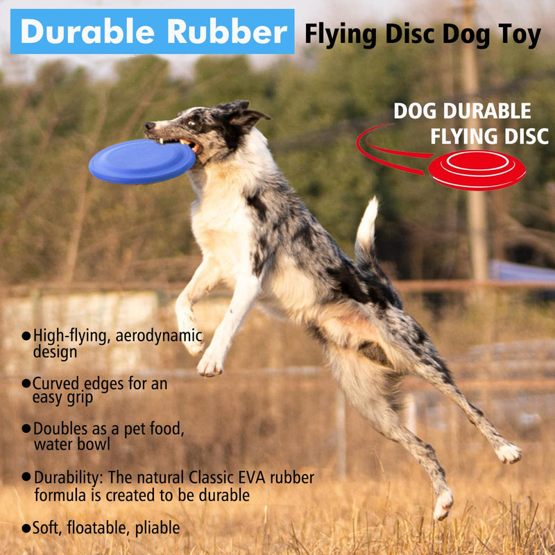 Dog Flying Disc - Durable Rubber Flying Disc Dog Toy - 9.25" Indestructible Rubber Dog Flying Discs Flyer Dog Toys - Puncture Resistant & Bite Resistant Extremely - for Medium Large Dogs Blue