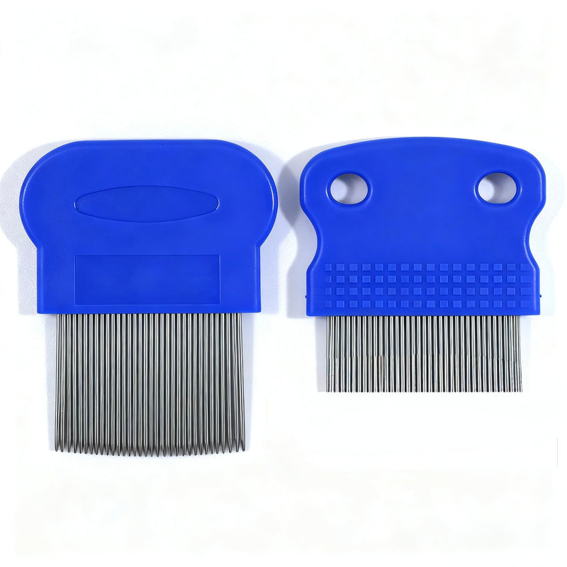 3/4/5-pieces flea and lice comb set, stainless steel pet comb (for dogs and cats, circular tooth design), double-sided tear stain remover, pet shedding comb, suitable for all types of pets (5pcs) 5pcs