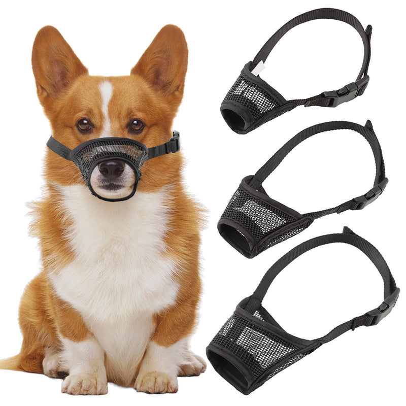 3pack Dog Muzzle Suits for Small Medium Large Dogs, Drinkable Breathable Mouth Guard, Adjustable Strap Soft Dog Muzzle to Prevent Biting Chewing, Air Mesh Muzzles for Scavenging Licking (XS+S+M) - PawsPlanet Australia