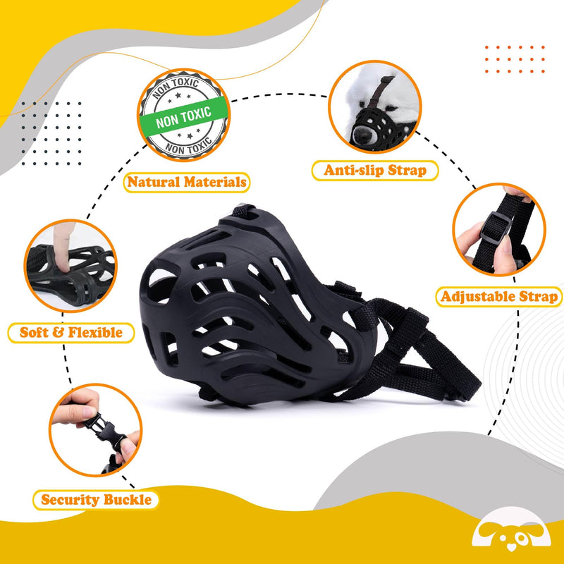 PetnBeyond Silicone Basket Dog Muzzle - for Small, Medium, and Large Dogs - Soft Cage Muzzle to Prevent Biting, Chewing, and Barking - for Grooming, Training - Breathable Humane (Large) - PawsPlanet Australia