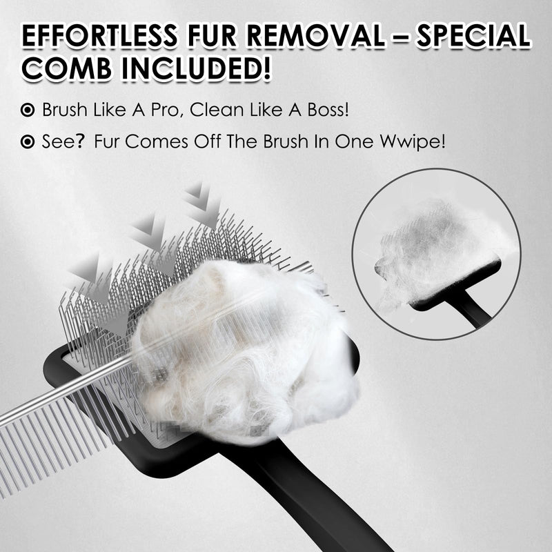 Large Slicker Brush for Dogs - 3PC Pet Grooming Kit - Undercoat Rake & Stainless Comb | Long Pins Remove Mats on Poodles, Golden, Labradoodles | Thick Coat Deshedder for Dogs, Cats, Black - PawsPlanet Australia