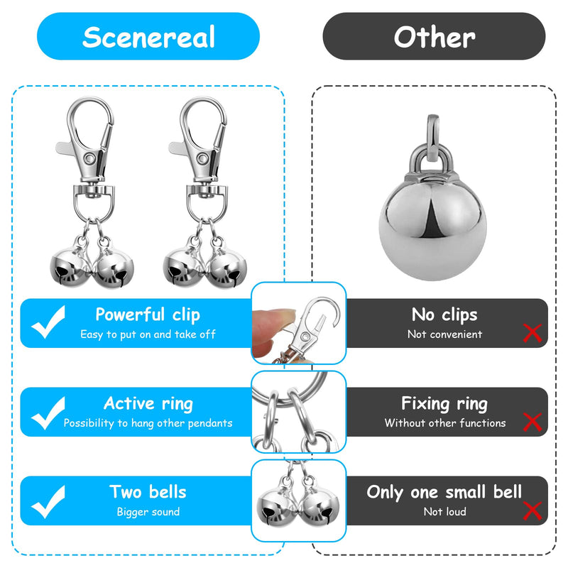 6Pcs Bell for Dog Collar, Cat Bells for Collar Loud, Mini Dog Cat Bell, Silver Pet Pendant Accessories Training Collars Charm with Snap Clips, Safe for Cats & Small Breeds - PawsPlanet Australia