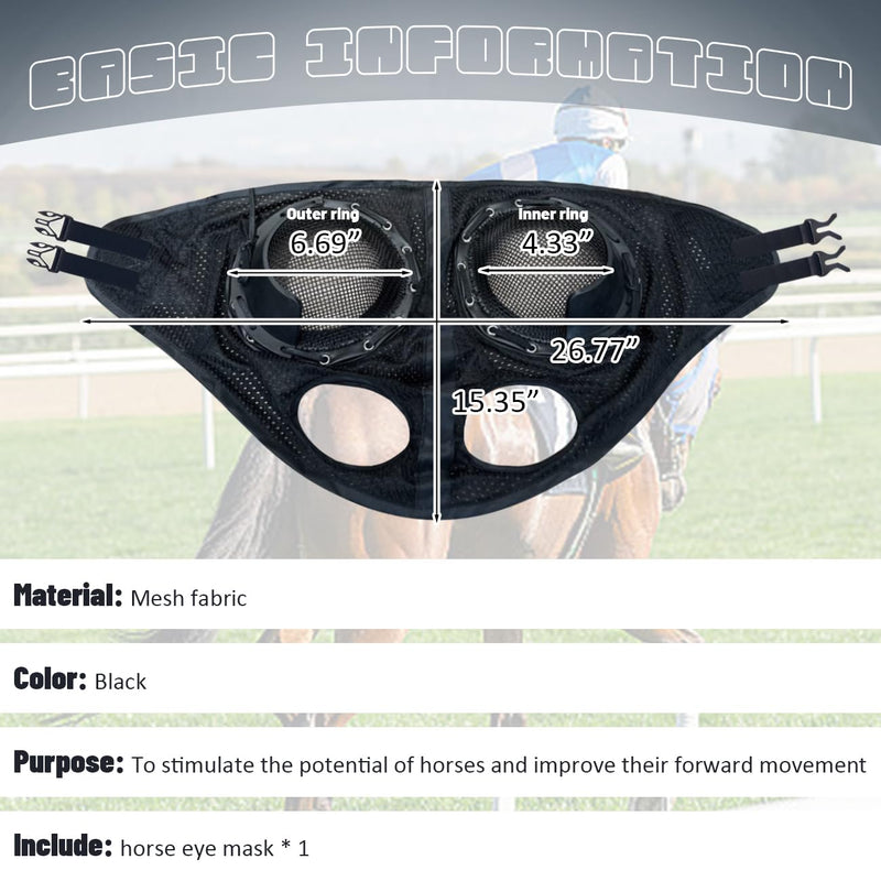 La La Pet Racing Blinkers for Horses Protective Net Horse Goggles Half Head Mask Harness Equipment for Fly Control Horse Eye Cover for Sand Protection