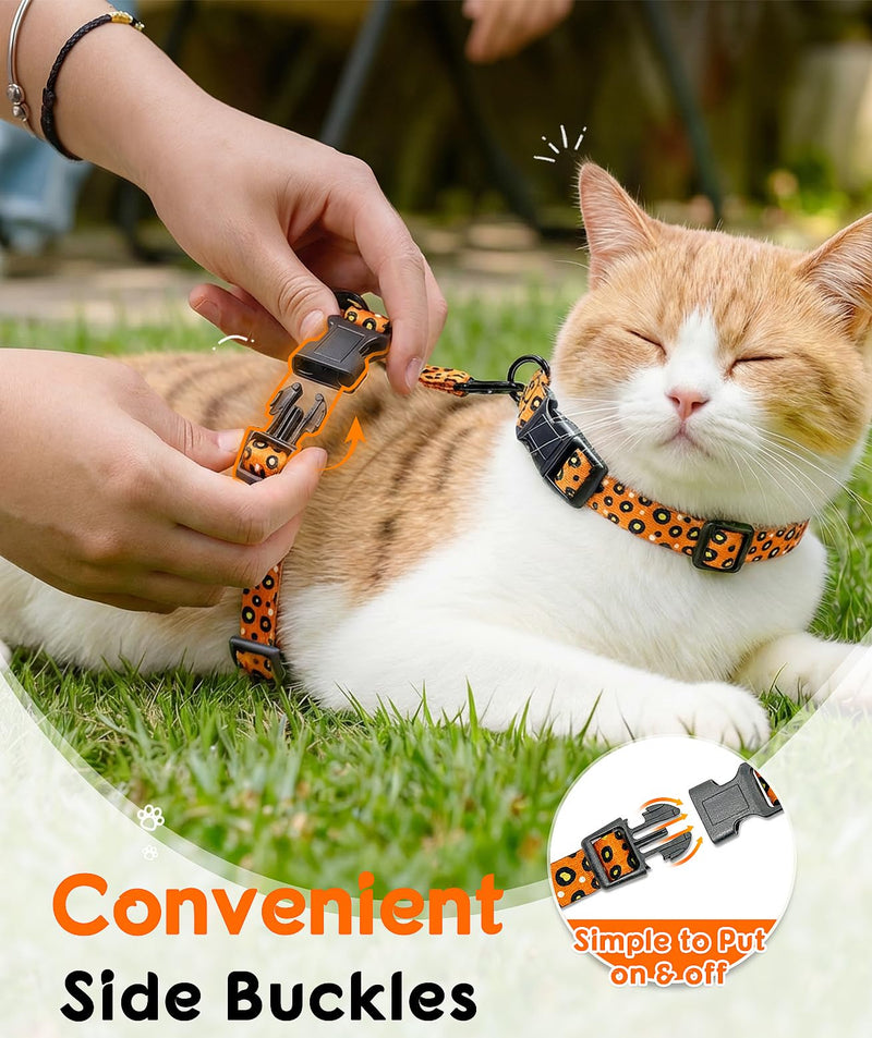 Halypet 2-Pack Cat Harness and Leash Set, Escape Proof 3-in-1 Adjustable Harness for Cats, Soft Lightweight, Easy On & Control for Walking, Travel & Outdoor Use, Small (Navy & Orange) Navy & Orange Small(4-10lb)