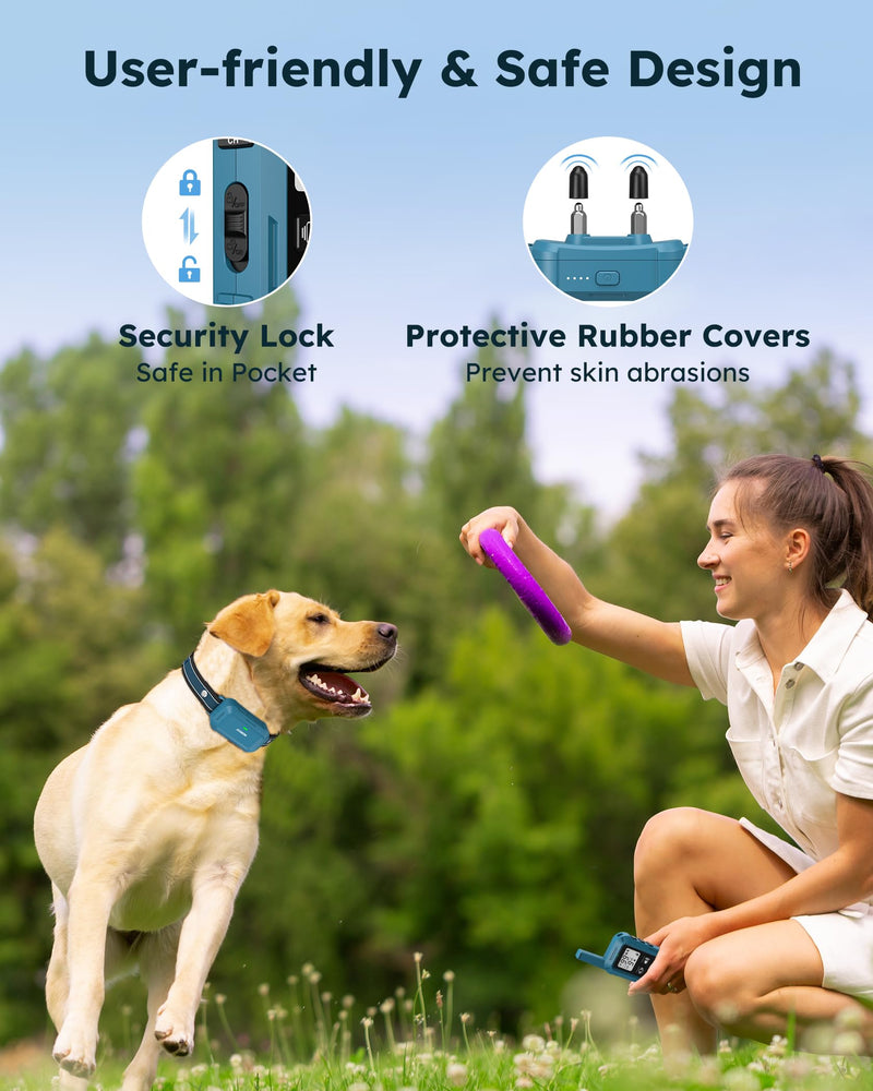 Jugbow Dog Shock Collar 2 Dogs - 4200FT Dog Training Collars with Remote, IPX8 Waterproof E-Collar for Dogs Training Rechargeable e-Collars for Large Medium Small Dogs (10-120lbs) Blue - PawsPlanet Australia