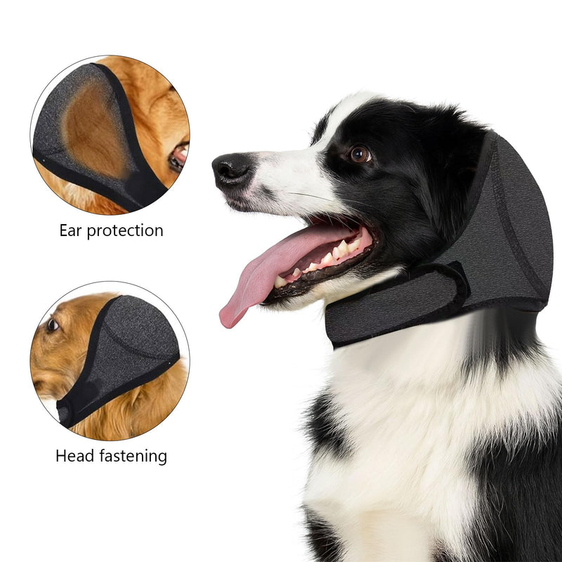 SSKHE Dog Ear Muffs for Noise Anxiety, Adjustable Dog Ears Protection Head Wrap for Bathing, Grooming, Thunder and Fireworks, Calming Hood with Ear Cups for Small Medium Large Dogs