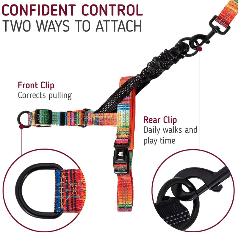 Leashboss No Pull Dog Harness, Easy Walk for Small, Medium, and Large Pets, Reflective with Rear and Front Clip Attachment Orange - Blanket - PawsPlanet Australia