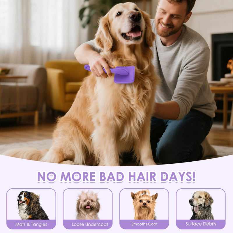 Large Slicker Brush for Dogs,Doodle Brush for Poodles, Goldendoodles, Labradoodle, Extra Long Pins for Detangling Matted Fur & Removing Tangle, Dog Grooming Kit with Wooden Handle. Purple - PawsPlanet Australia
