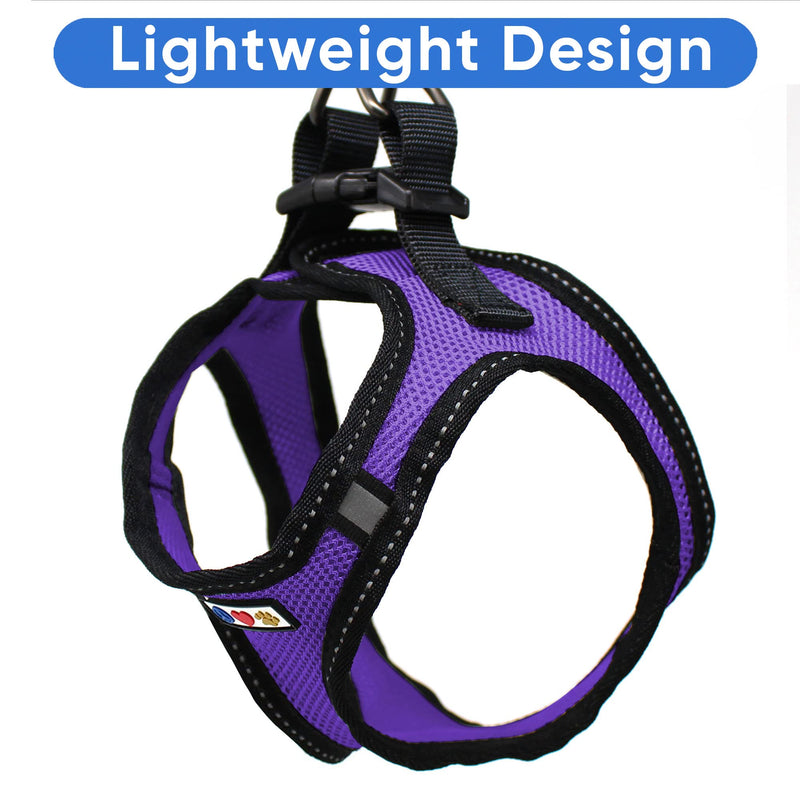 Pawtitas Dog Vest Harness Made with Breathable Air Mesh | All Weather Vest Harness for Extra Small Puppies and Large Cats with Quick-Release Buckle - Extra Small Purple Mesh Dog Harness X-Small (Pack of 1) - PawsPlanet Australia