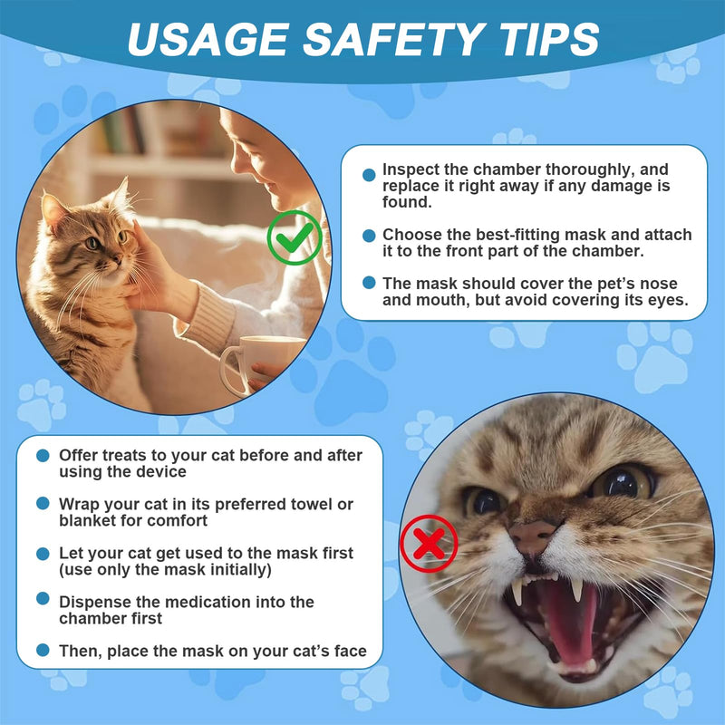 Inhaler Spacer for Pets with 2 Masks, Aerosol Chamber with Breathing Flow Indicator, Anti-Static, Compatible with All MDIs, for Cats and Dogs