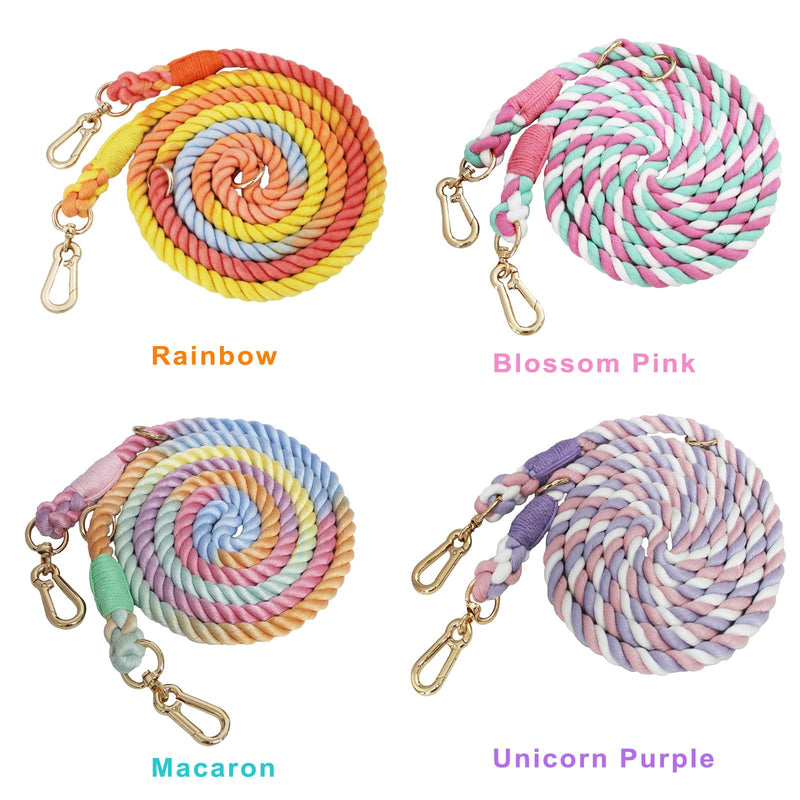 LWBMG Multifunctional Rope Dog Leash 7 FT with Double Swivel Hook Hands Free for Small Medium and Large Dogs Running Walking Macaron 7FT x 1/2in - PawsPlanet Australia