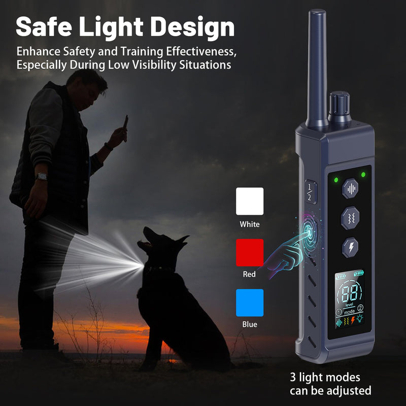 Shock Collar for Dogs - 4265ft Waterproof Training Collar with Flashing Light for Small Medium Large Dogs with Rechargeable Remote, Beep (1-8), Vibration(1-16), Safe Shock(1-99) (Black) Black - PawsPlanet Australia