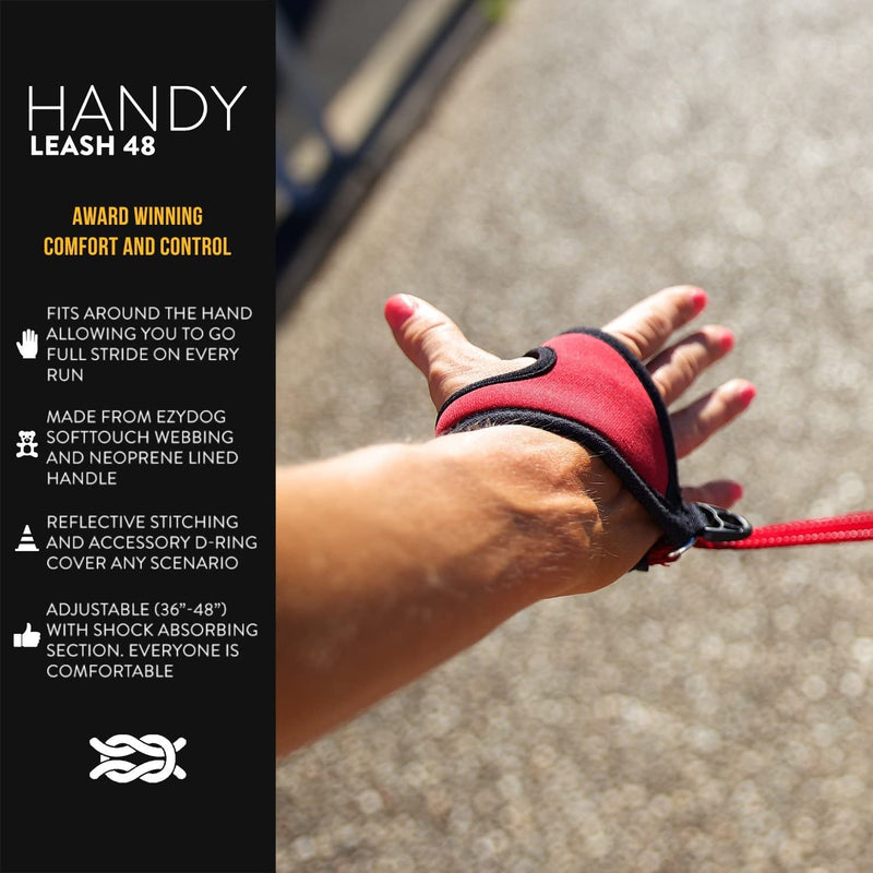 EzyDog Handy 48 Bungee Dog Leash - The Best Hands-Free Running Leash Training Lead with Superior Control and Reflective Stitching - Zero Shock Shock-Absorbing Technology (Adjustable 36” - 48”, Black) - PawsPlanet Australia